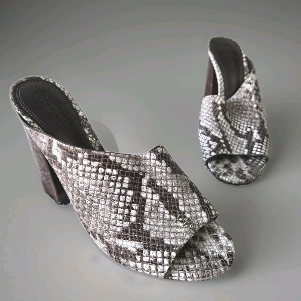 Mercedes Castillo Women's Mule Shoes Sz 9.5 Slip-on Heels‎ Genuine Leather Slide